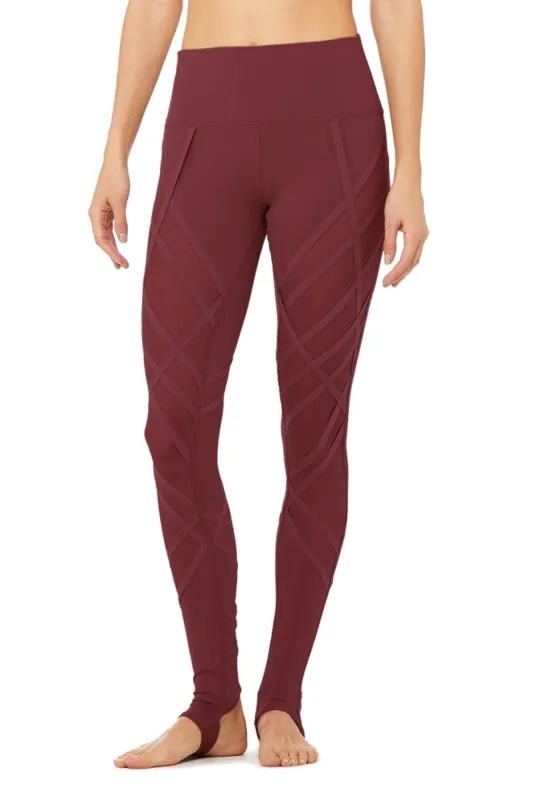 High-Waist Wrapped Stirrup Legging - Black Cherry sold by Alo Yoga