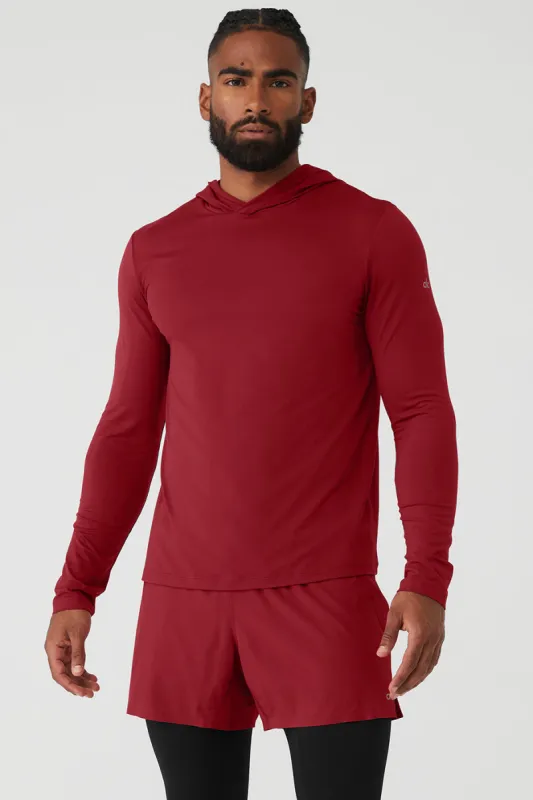 Conquer Reform Long Sleeve With Hood - Victory Red sold by Alo Yoga