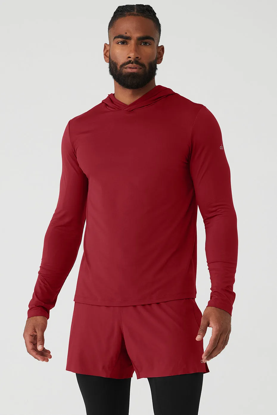 Conquer Reform Long Sleeve With Hood - Victory Red sold by Alo Yoga