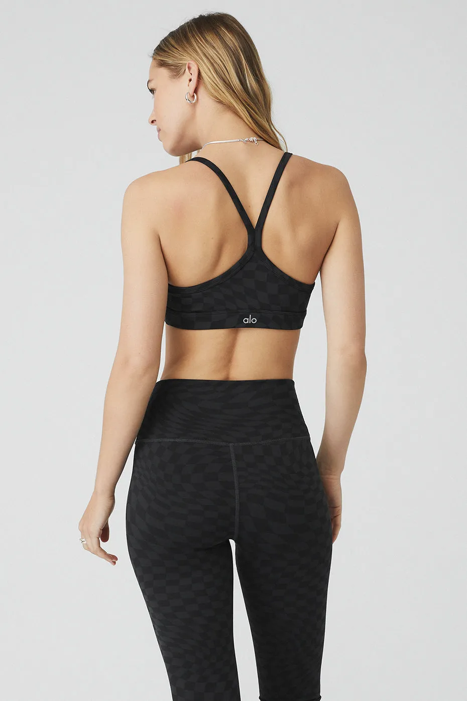 Jacquard Checkered Gratitude Bra - Black/Anthracite sold by Alo Yoga product image thumbnail 3
