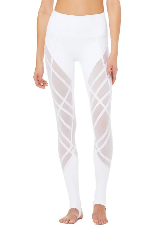 High-Waist Wrapped Stirrup Legging - White sold by Alo Yoga