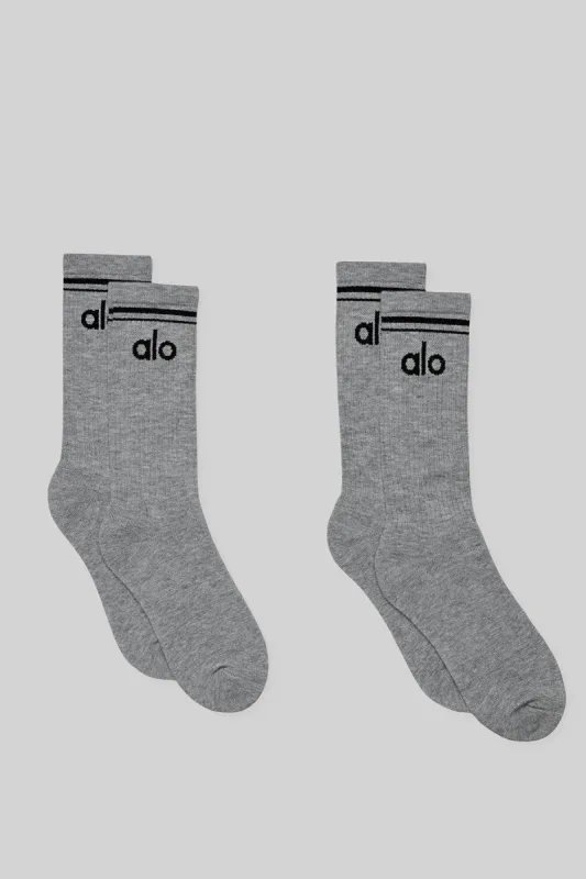 Unisex Throwback Sock (2 Pack) - Athletic Heather Grey sold by Alo Yoga