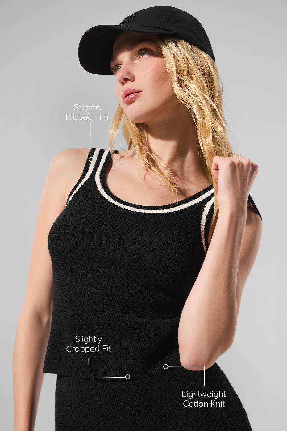 Tennis Club Sweater Knit Tank - Black/Ivory sold by Alo Yoga product image thumbnail 2