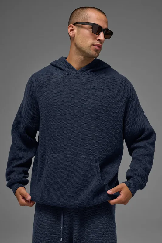 Sports Club Sweater Knit Hoodie - Navy made by Alo Yoga