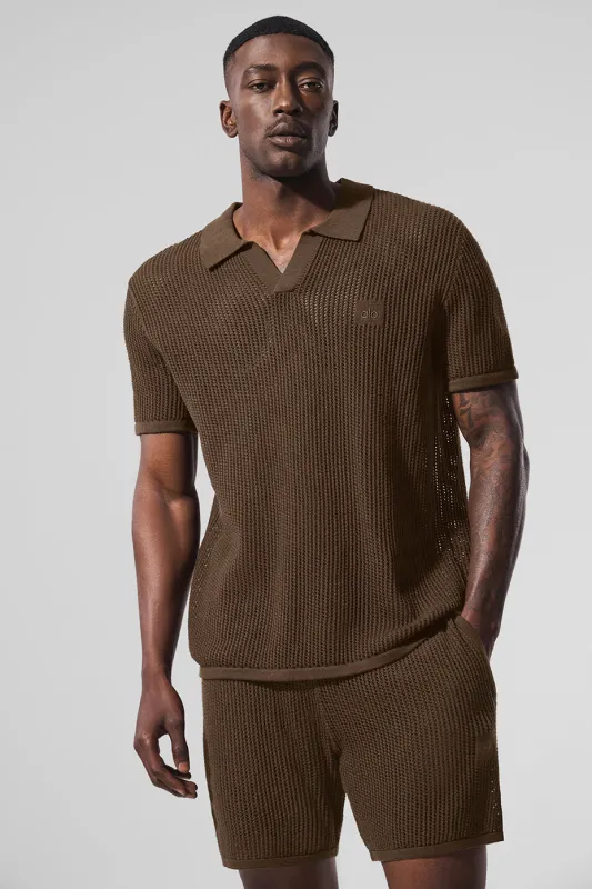 Open-Knit Polo - Espresso made by Alo Yoga