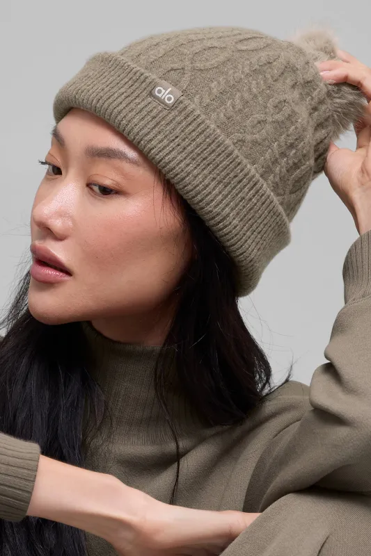 Cable Knit Winter Bliss Beanie - Light Cocoa made by Alo Yoga