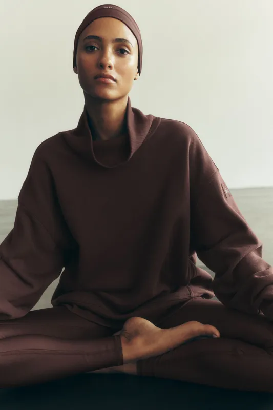 Hazy Mock Neck Pullover - Brownstone made by Alo Yoga