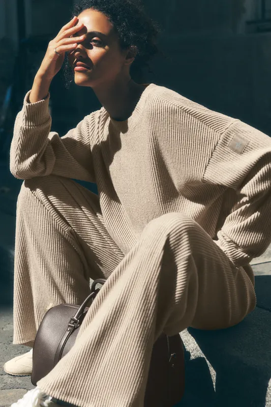 Muse Crew Neck Pullover - Gravel Heather made by Alo Yoga