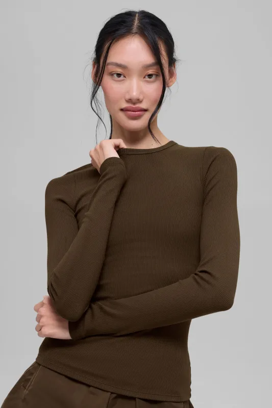 Ribbed Modal Long Sleeve - Espresso made by Alo Yoga
