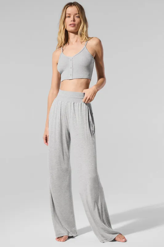 Semi-Sheer Delicate Lounge Flare Pant - Athletic Heather Grey made by Alo Yoga