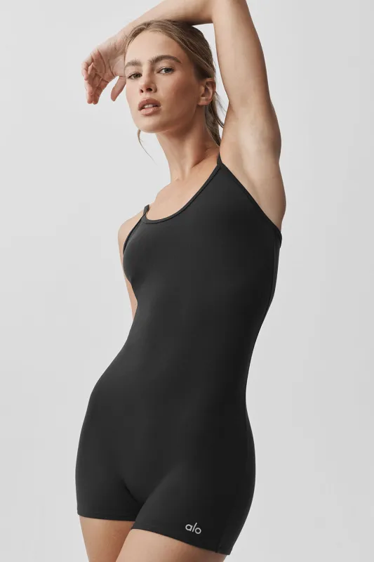 Airbrush 3" One And Done Onesie - Black made by Alo Yoga