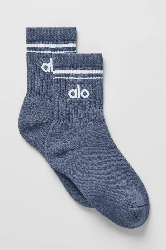 Unisex Half-Crew Throwback Sock - Bluestone/White made by Alo Yoga