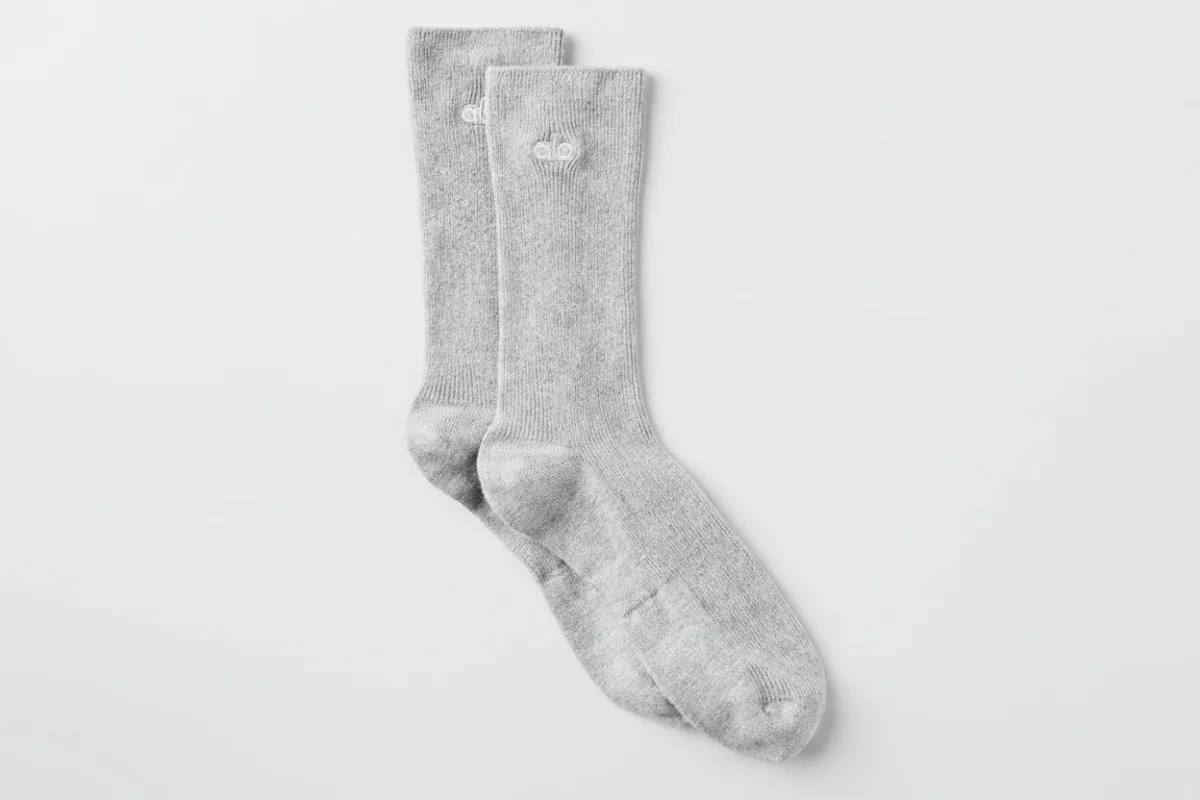 Unisex Half-Crew Understated Sock - Athletic Heather Grey made by Alo Yoga