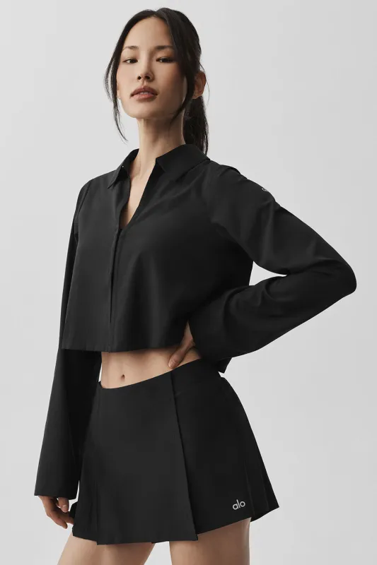 Cropped Unmatched Long Sleeve - Black made by Alo Yoga