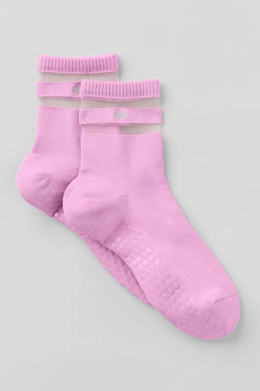 Women's Pulse Grip Sock - Candy Heart Pink made by Alo Yoga