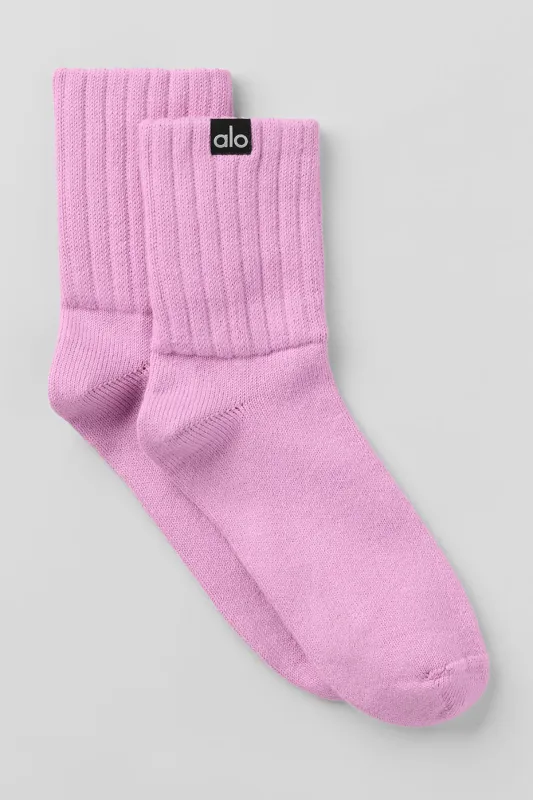 Unisex Half-Crew Scrunch Sock - Candy Heart Pink made by Alo Yoga