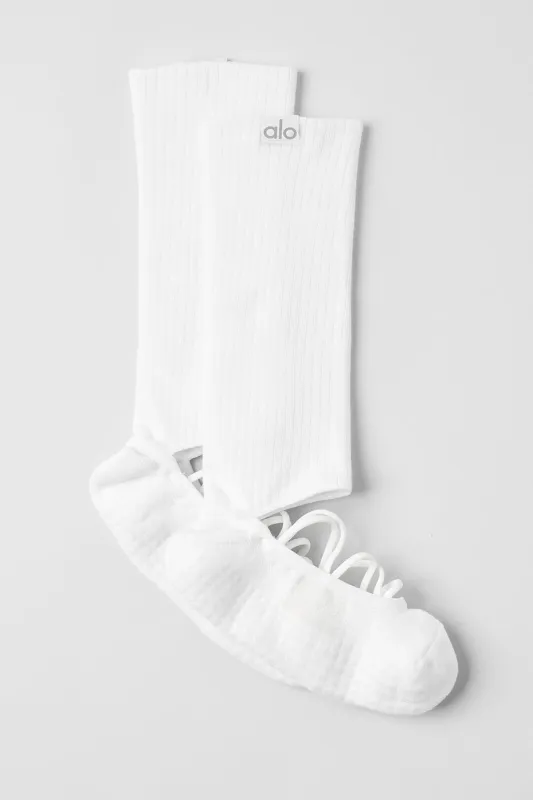Women's Strappy Siren Grip Sock - White made by Alo Yoga