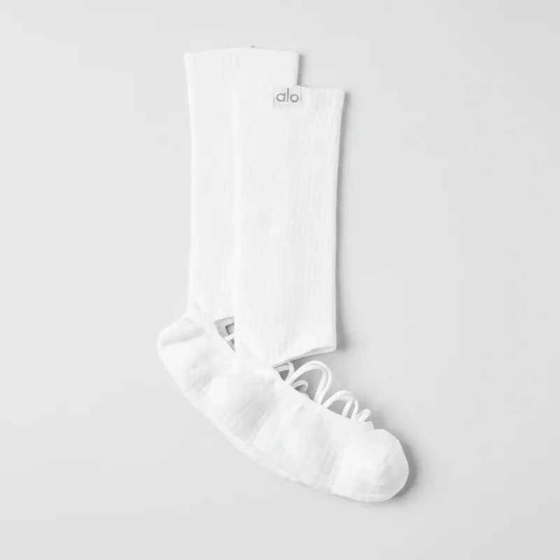 Women's Strappy Siren Grip Sock - White made by Alo Yoga