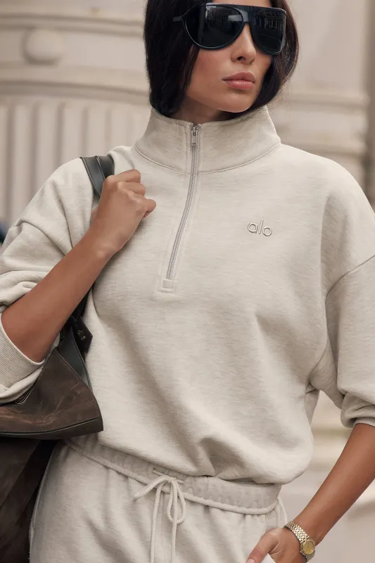 Accolade 1/4 Zip Pullover - Oatmeal Heather made by Alo Yoga