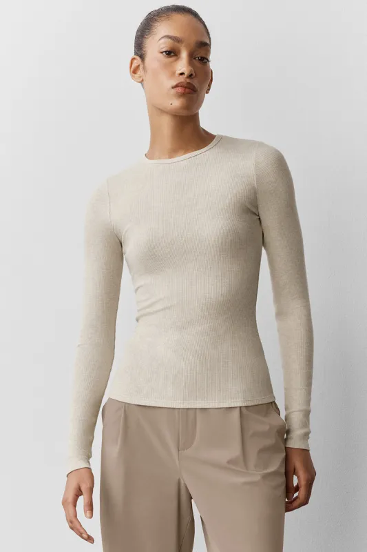 Ribbed Modal Long Sleeve - Oatmeal Heather made by Alo Yoga