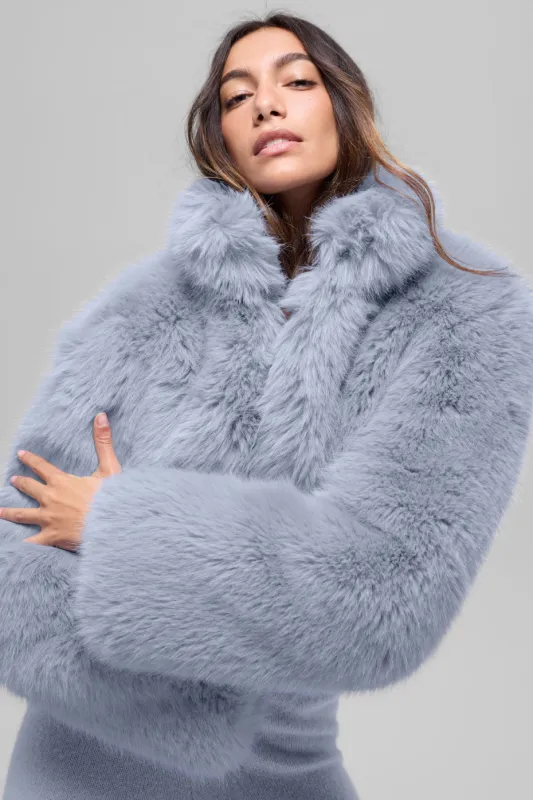 Opulent Faux Fur Cropped Jacket - Winter Frost made by Alo Yoga