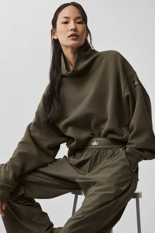 Hazy Mock Neck Pullover - Olive Tree made by Alo Yoga