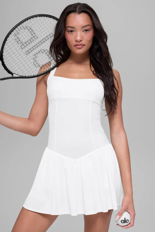 Alosoft Break Point Tennis Dress - White made by Alo Yoga