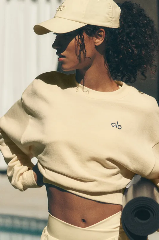 Cropped Accolade Crewneck - Candlelight Yellow made by Alo Yoga