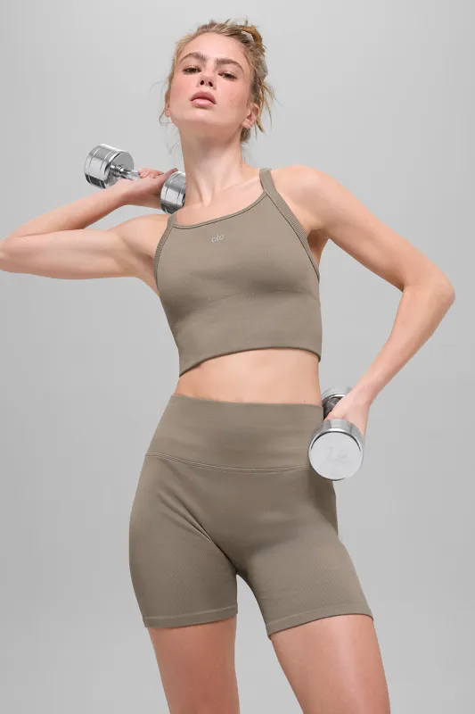 Seamless Ribbed Favorite Bra Tank - Light Cocoa made by Alo Yoga
