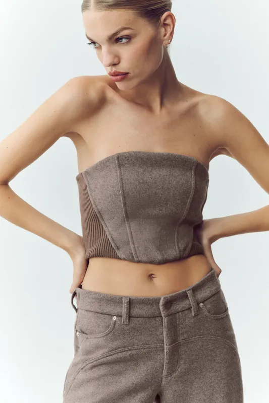 Wool Blend Nightcap Corset Top - Alpine Cocoa Heather made by Alo Yoga