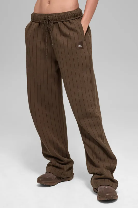 Pinstripe Straight Leg Sweatpant - Espresso Pinstripe made by Alo Yoga