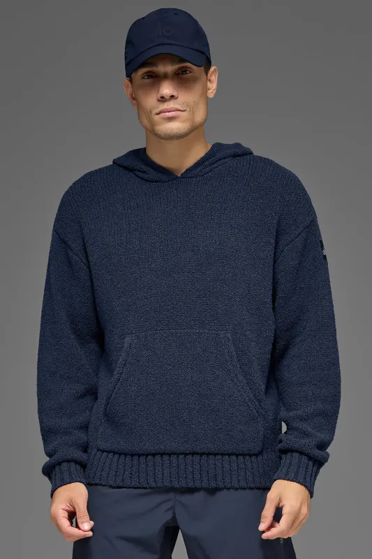 Textured Knit Hoodie - Navy made by Alo Yoga