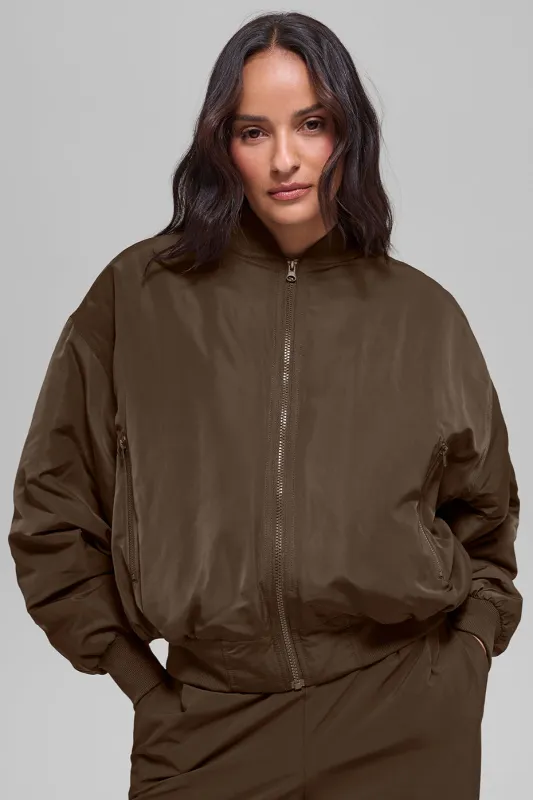 Faux Fur Urbanite Bomber - Espresso/Ivory made by Alo Yoga
