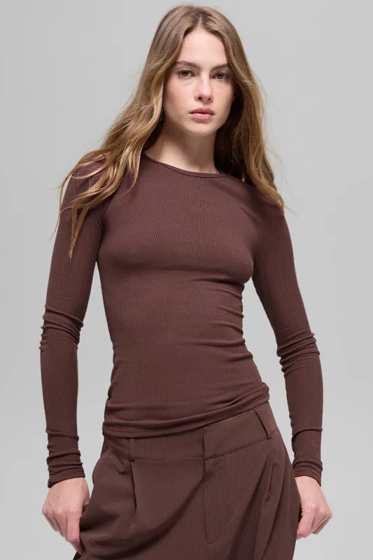 Ribbed Modal Long Sleeve - Brownstone made by Alo Yoga
