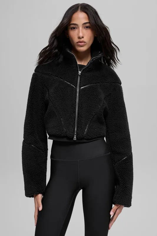 Sherpa Cropped Slope Side Jacket - Black made by Alo Yoga
