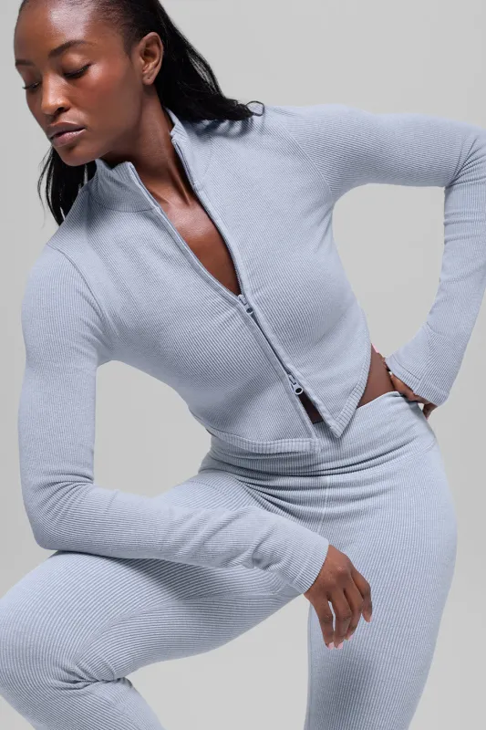 Seamless Two Tone Rib Jacket - Winter Frost Heather made by Alo Yoga