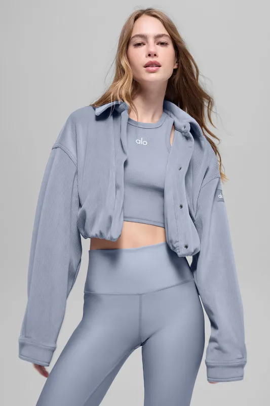 Ribbed Velour Cropped Mountain Side Jacket - Winter Frost made by Alo Yoga