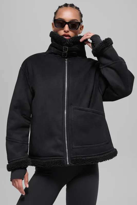 Faux Shearling Grand Jacket - Black made by Alo Yoga