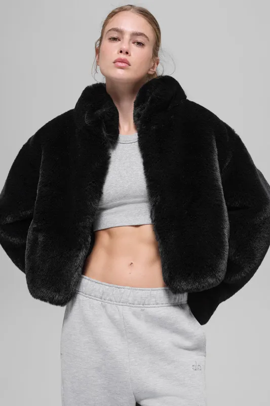 Faux Fur Allure Jacket - Black made by Alo Yoga