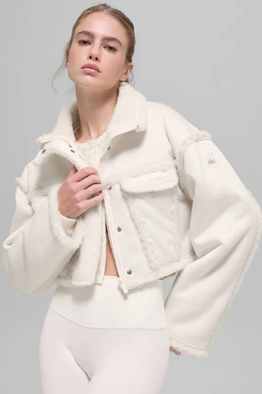 Faux Shearling Snowfall Cropped Jacket - Ivory made by Alo Yoga