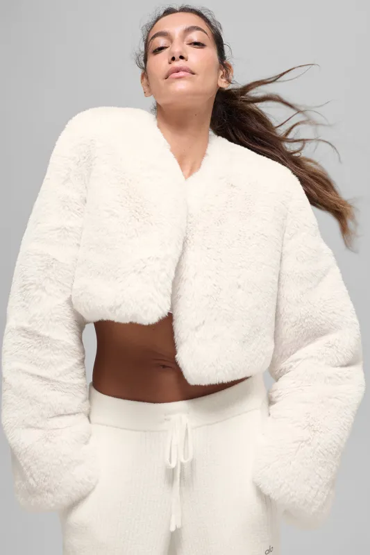 Faux Fur Chic Cropped Jacket - Ivory made by Alo Yoga
