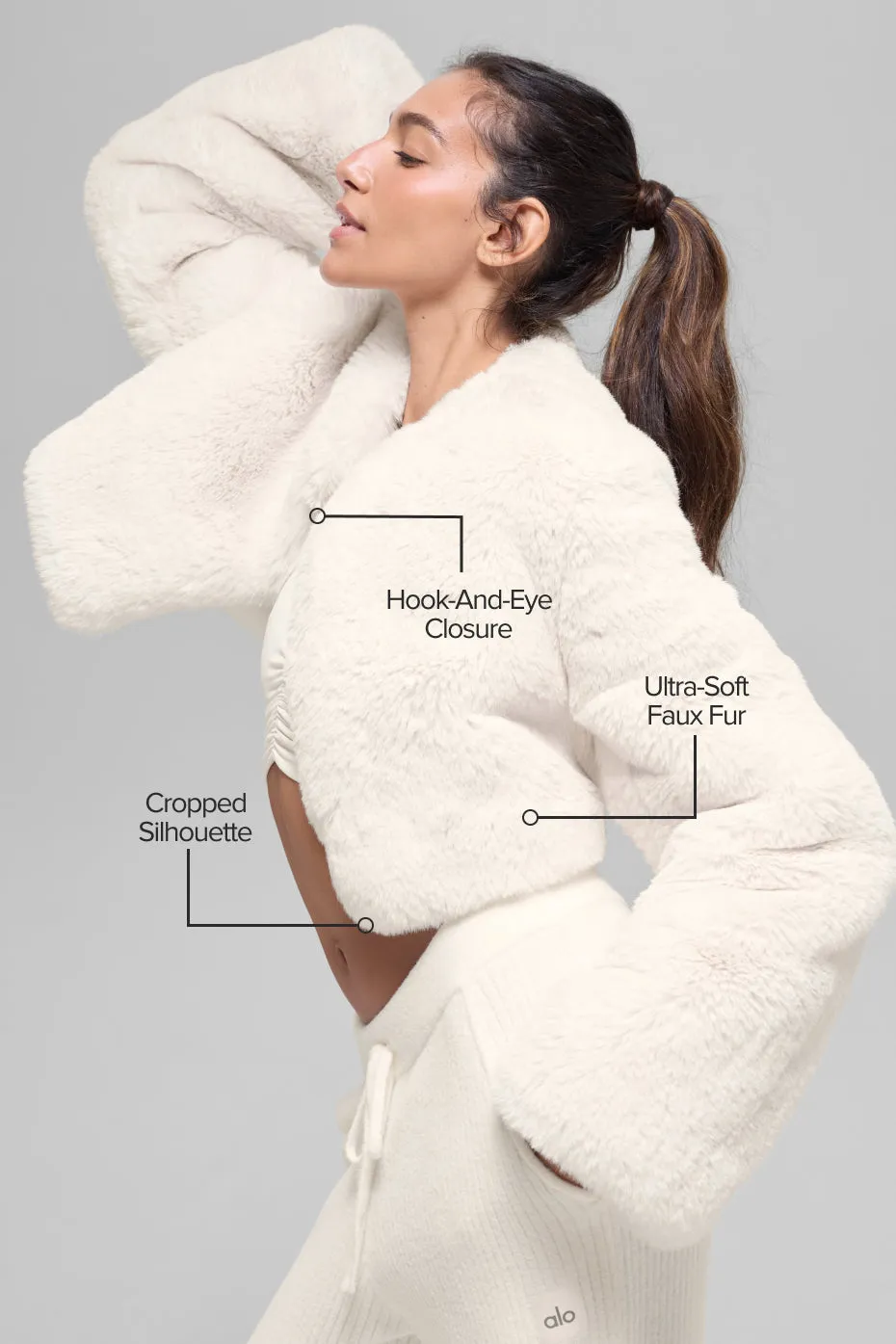 Faux Fur Chic Cropped Jacket - Ivory sold by Alo Yoga product image thumbnail 2