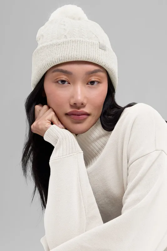 Cable Knit Winter Bliss Beanie - Ivory made by Alo Yoga