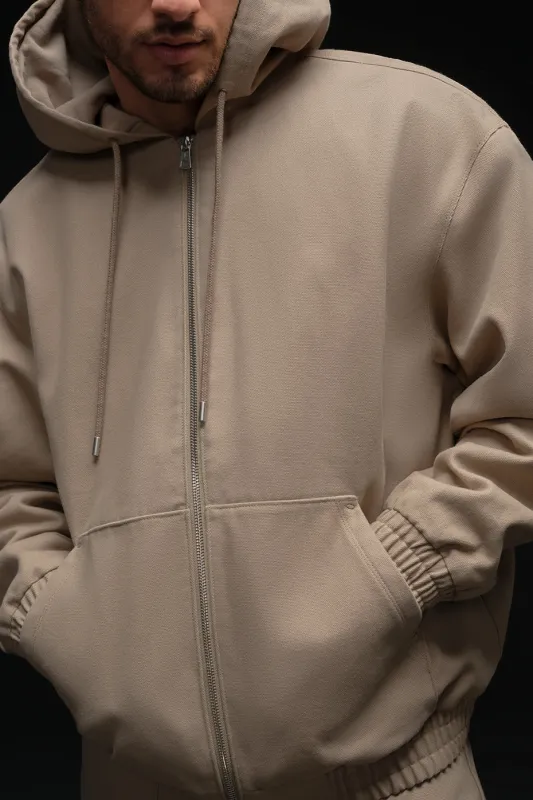 Cotton Canvas Full Zip Hoodie - Gravel made by Alo Yoga