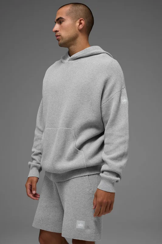 Sports Club Sweater Knit Hoodie - Athletic Heather Grey made by Alo Yoga