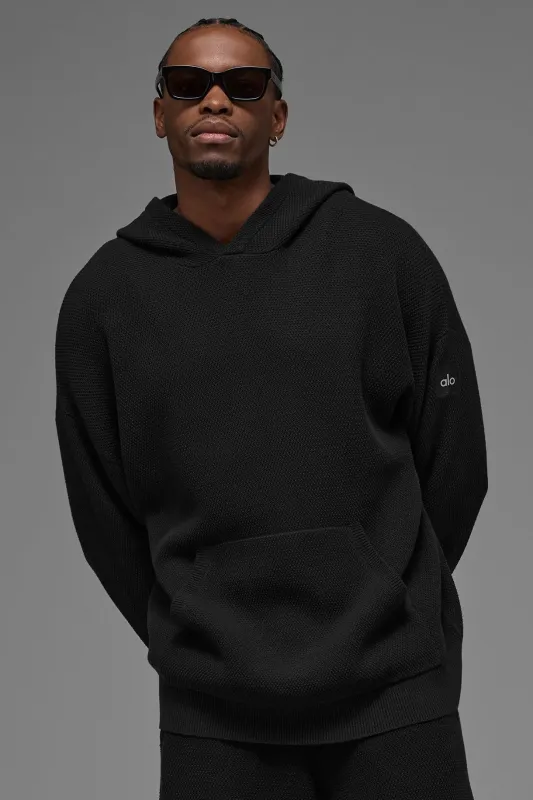 Sports Club Sweater Knit Hoodie - Black made by Alo Yoga