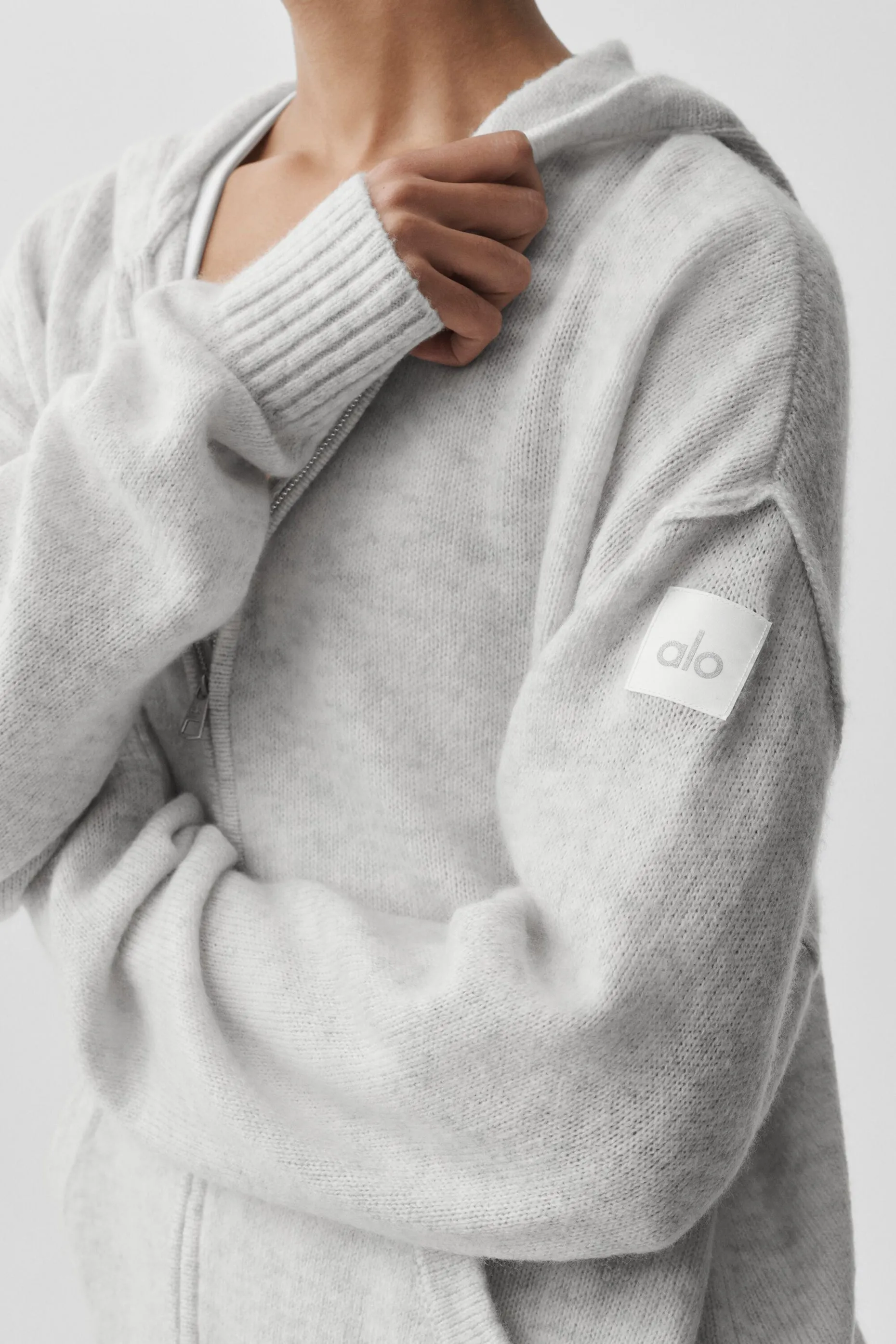 Wool Cashmere New Class Full Zip Hoodie - White Heather sold by Alo Yoga product image thumbnail 2