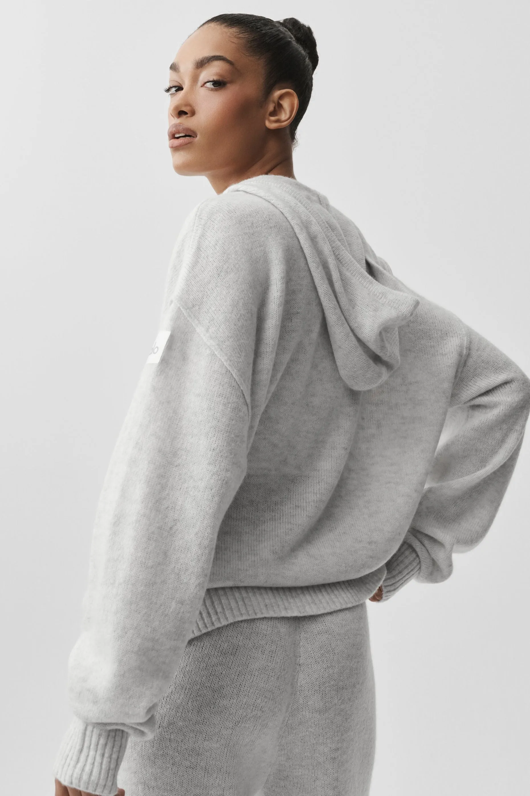 Wool Cashmere New Class Full Zip Hoodie - White Heather sold by Alo Yoga product image thumbnail 3
