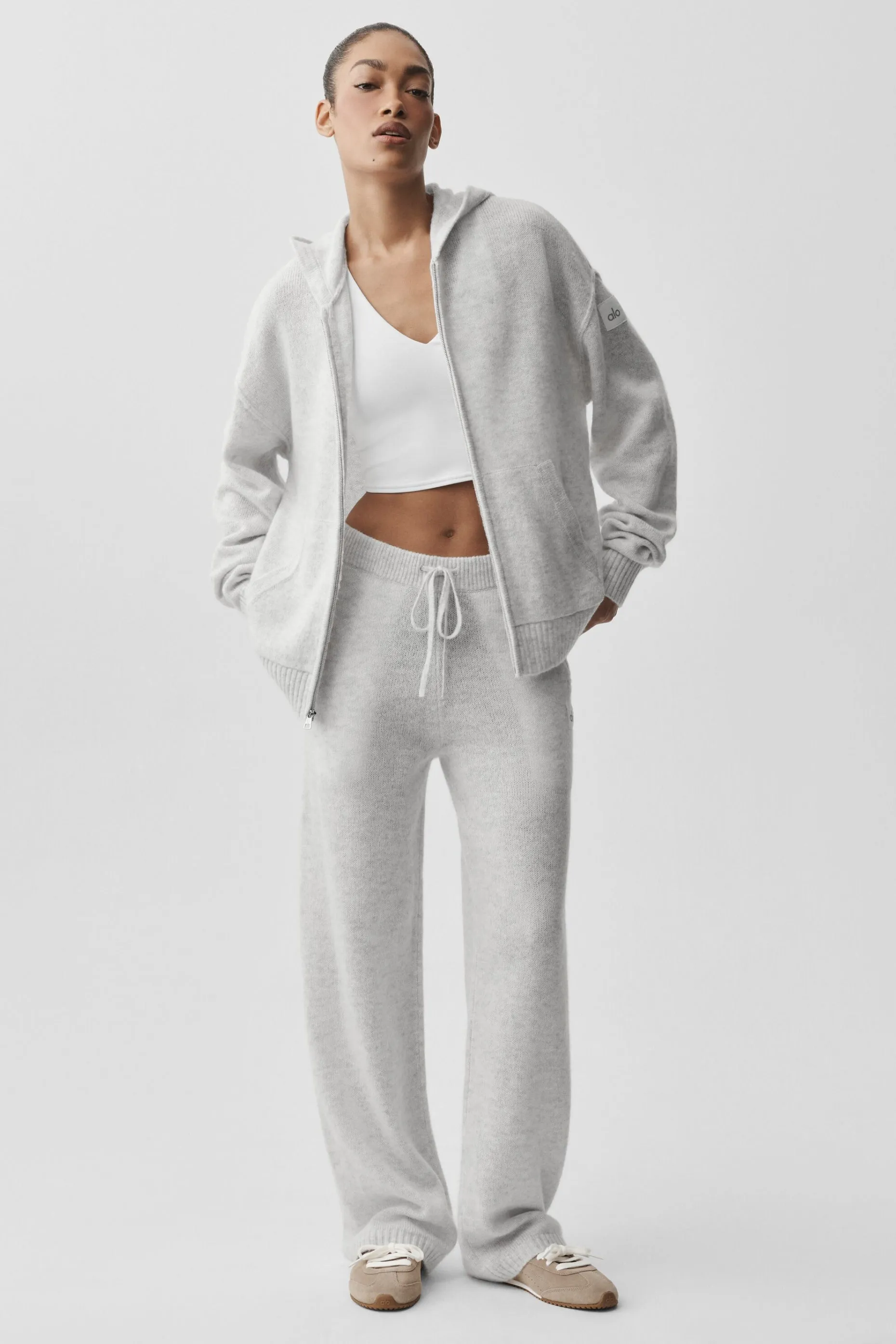Wool Cashmere New Class Full Zip Hoodie - White Heather sold by Alo Yoga product image thumbnail 5