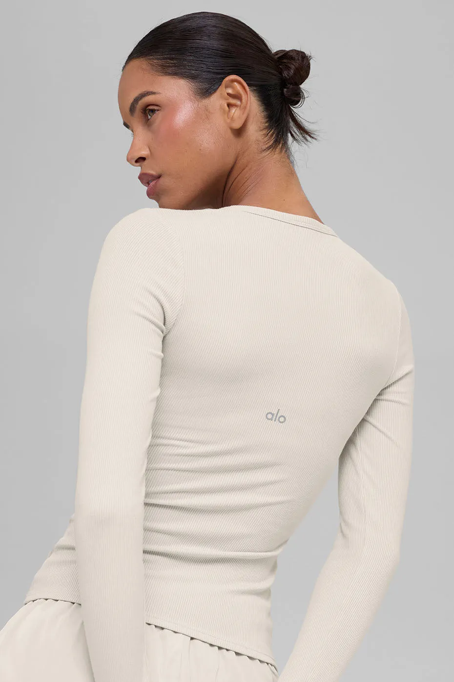 Ribbed Modal Long Sleeve - Bone sold by Alo Yoga product image thumbnail 2